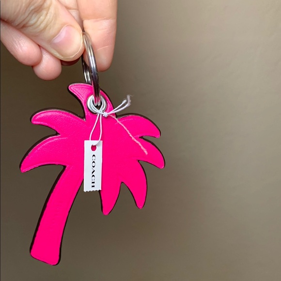 NWT - Coach Palm Tree Bag Charm in Smooth Leather/Silver/Dragon Fruit - Picture 6 of 12